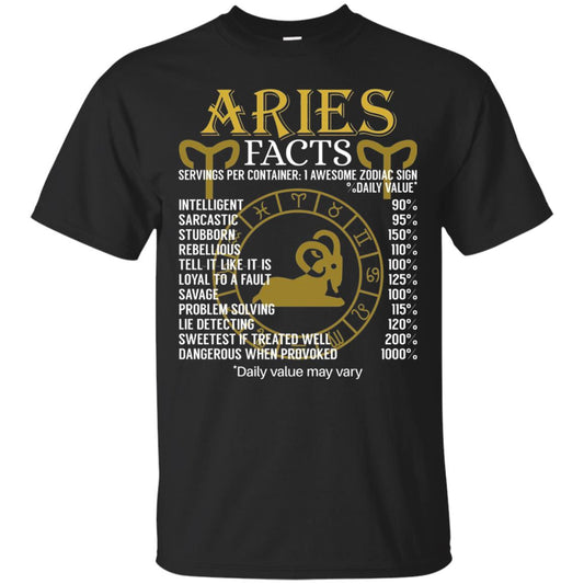 Aries Facts Zodiac Sign T-shirt Black