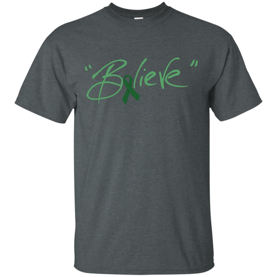 Liver Cancer Awareness Shirt Emerald Ribbon Believe Dark Heather