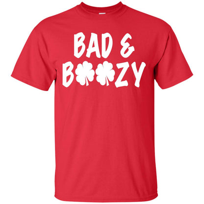 Bad And Boozy St. Patrick_s Day T-shirt Red