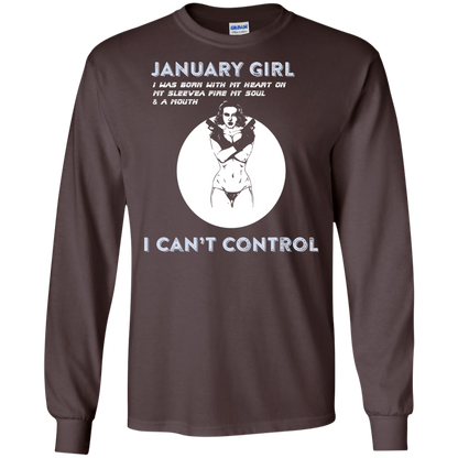 January Girl I Was Born With My Heart T-shirt Dark Chocolate
