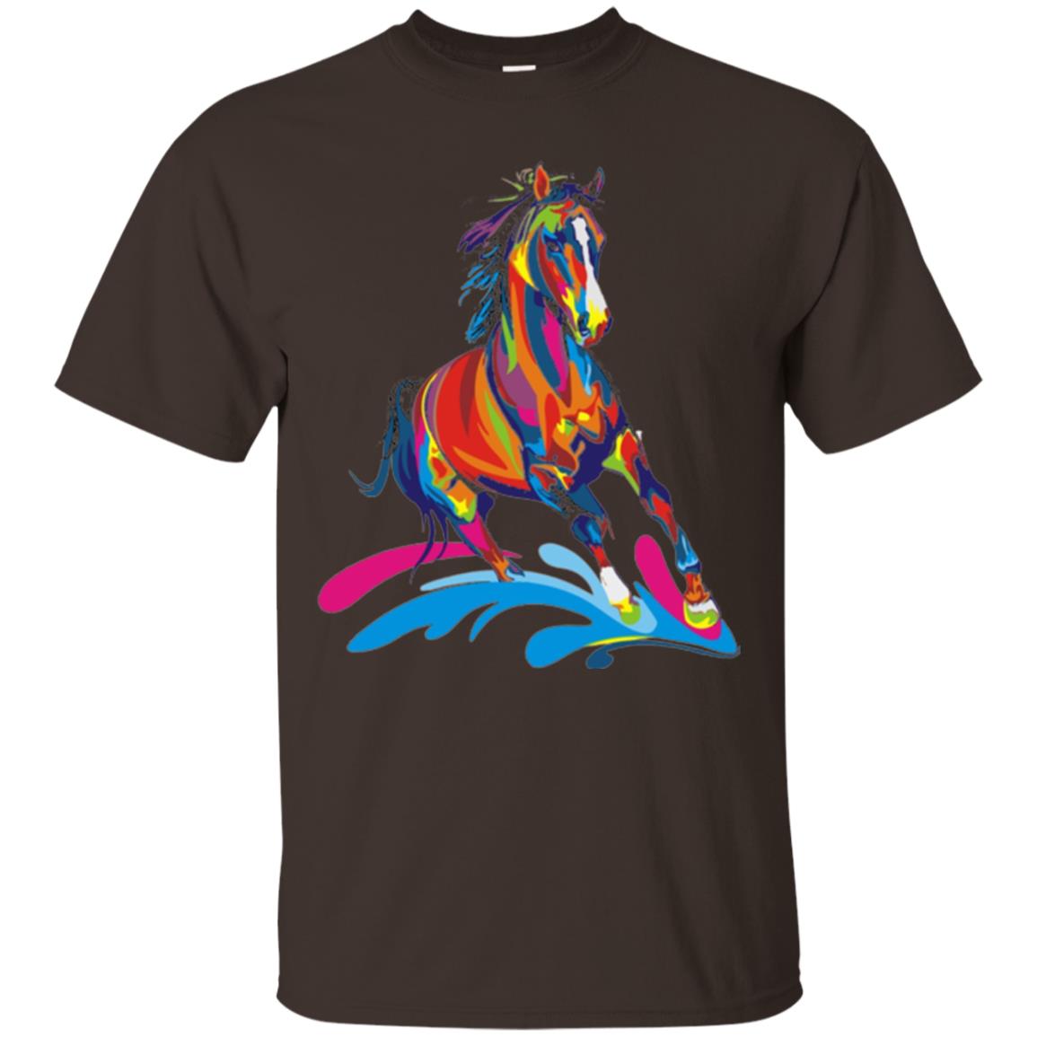 Horse Lovers T-shirts Colorful Horse Dark Chocolate