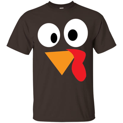 Happy Thanksgiving Funny Turkey Face T-shirt Dark Chocolate
