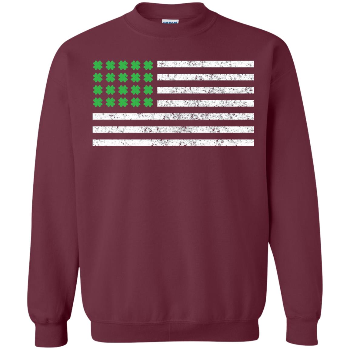 Usa Flag With Irish Shamrock St Patricks Day T-shirt Maroon