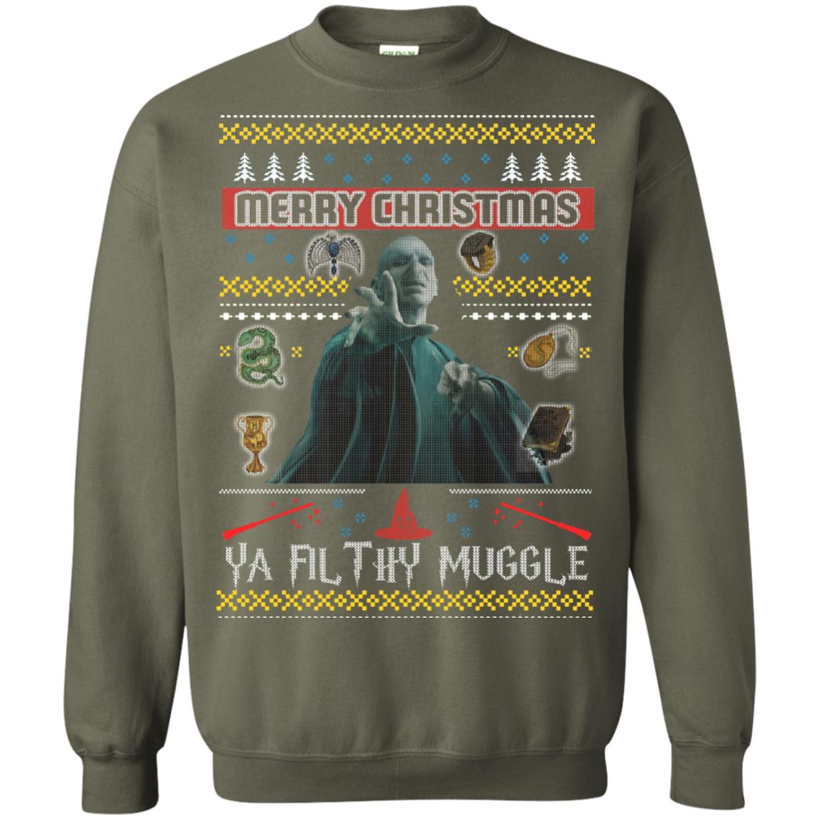 Merry Christmas Ya Filthy Muggle Harry Potter Fan T-shirt Military Green