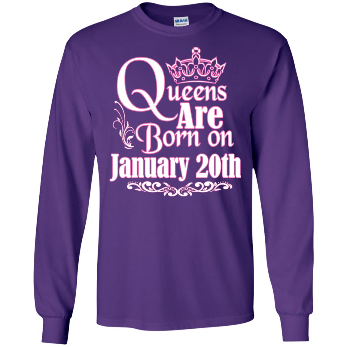 Queens Are Born On January 20th Birthday T-shirt Purple