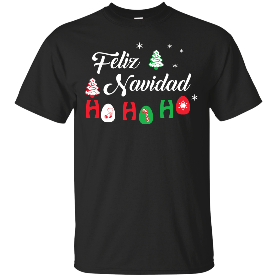 Chirstmas T-Shirt Feliz Navidad Ho Ho Ho Black