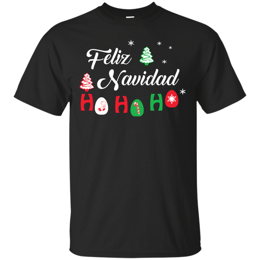 Chirstmas T-Shirt Feliz Navidad Ho Ho Ho Black