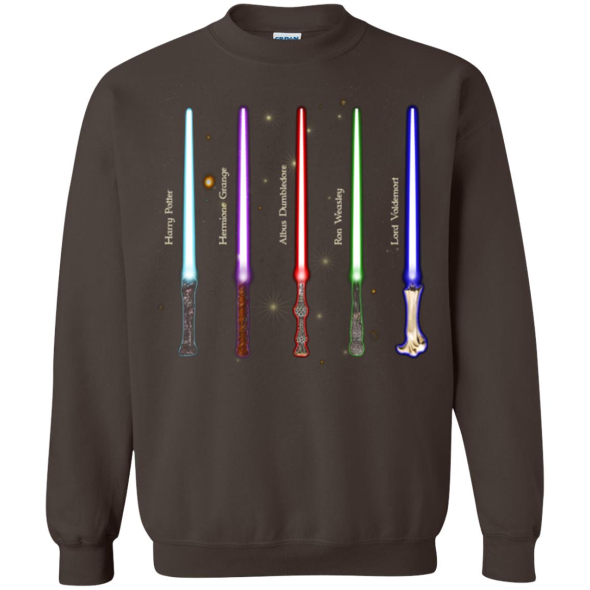 Harry Potter Lightsaber Wands Movie Fan T-shirt Dark Chocolate