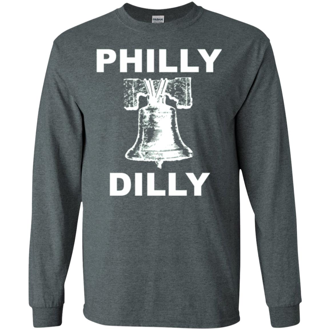 Football T-shirt Philly Dilly With Liberty Bell And Crack Philadelphia Dark Heather