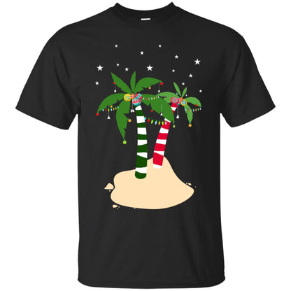 Decorated Tropical Coconut Tree Merry X-mas 2018 Gift Shirt Black