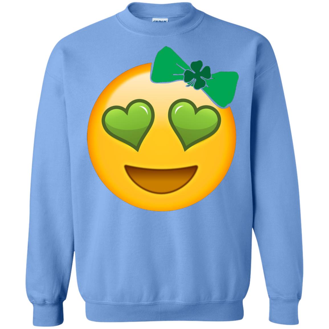 Emoji Green Heart Eyes Bow Saint Patricks Day Shirt For Girls Carolina Blue