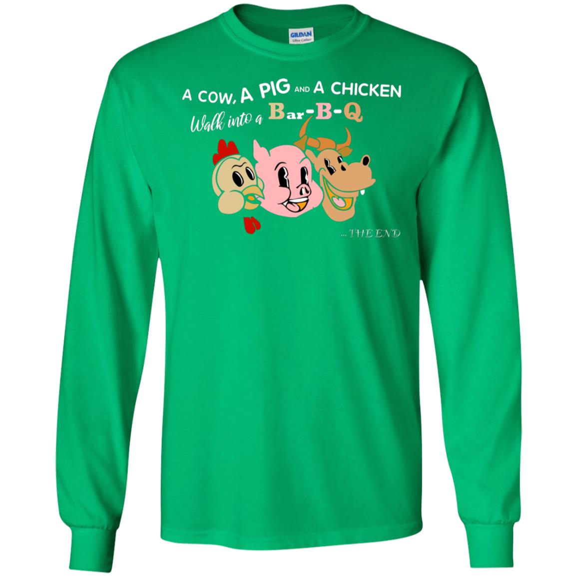 A Cow A Pig And A Chicken Walk Into A Bar-b-q The End Shirt Irish Green