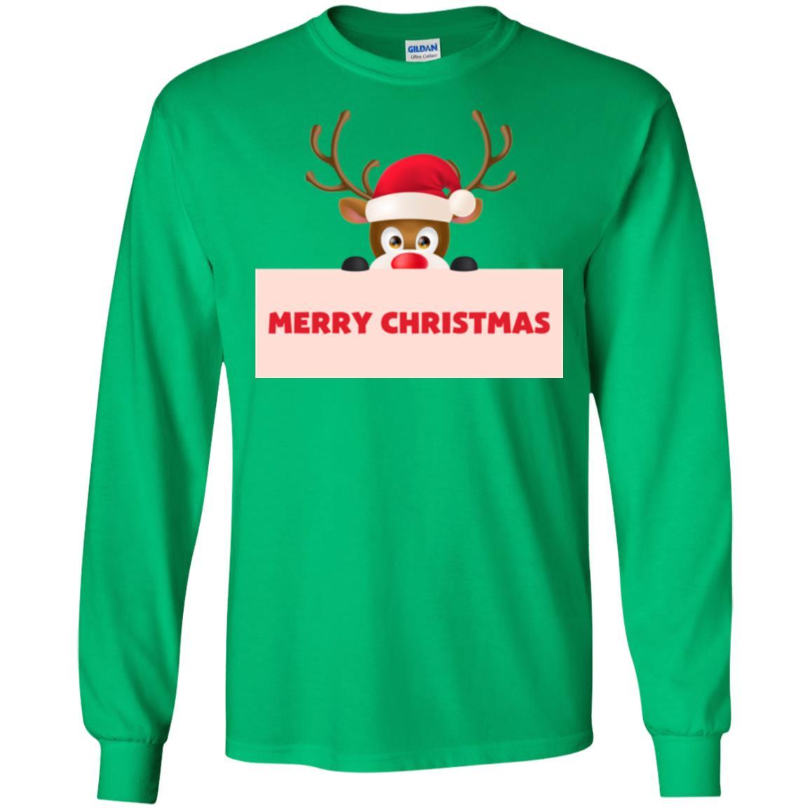 Christmas T-shirt Reindeer Merry Christmas T-shirt Irish Green
