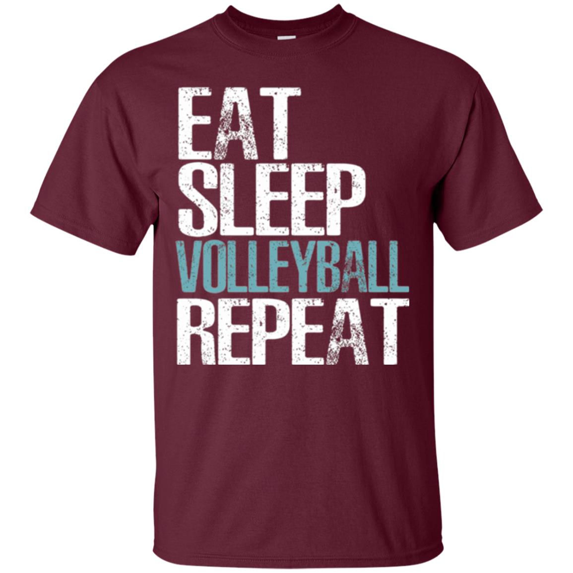 Volleyball T-shirt Eat Sleep Volleyball Repeat Maroon