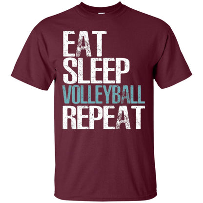Volleyball T-shirt Eat Sleep Volleyball Repeat Maroon