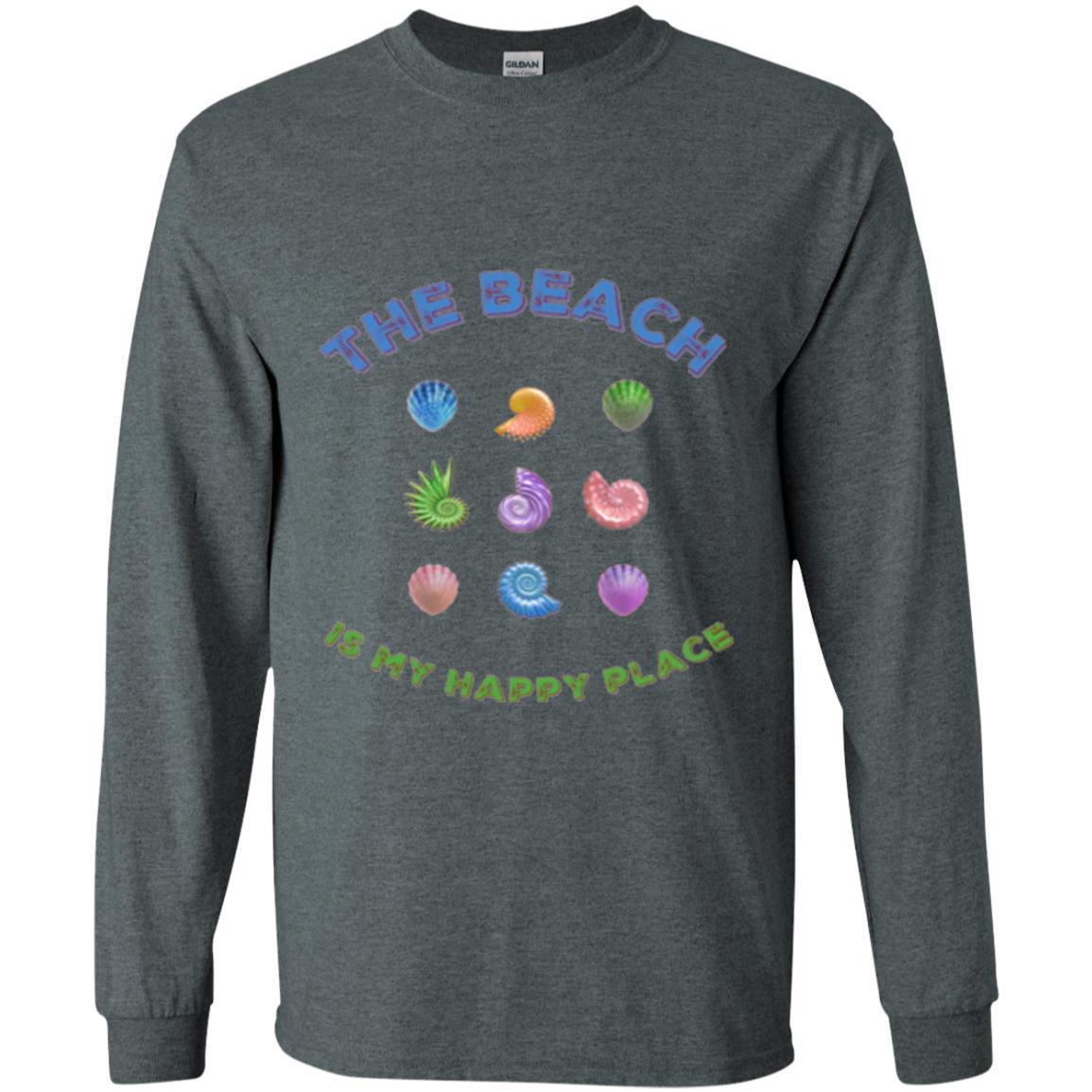 Shell T-shirt The Beach Is My Happy Place Dark Heather
