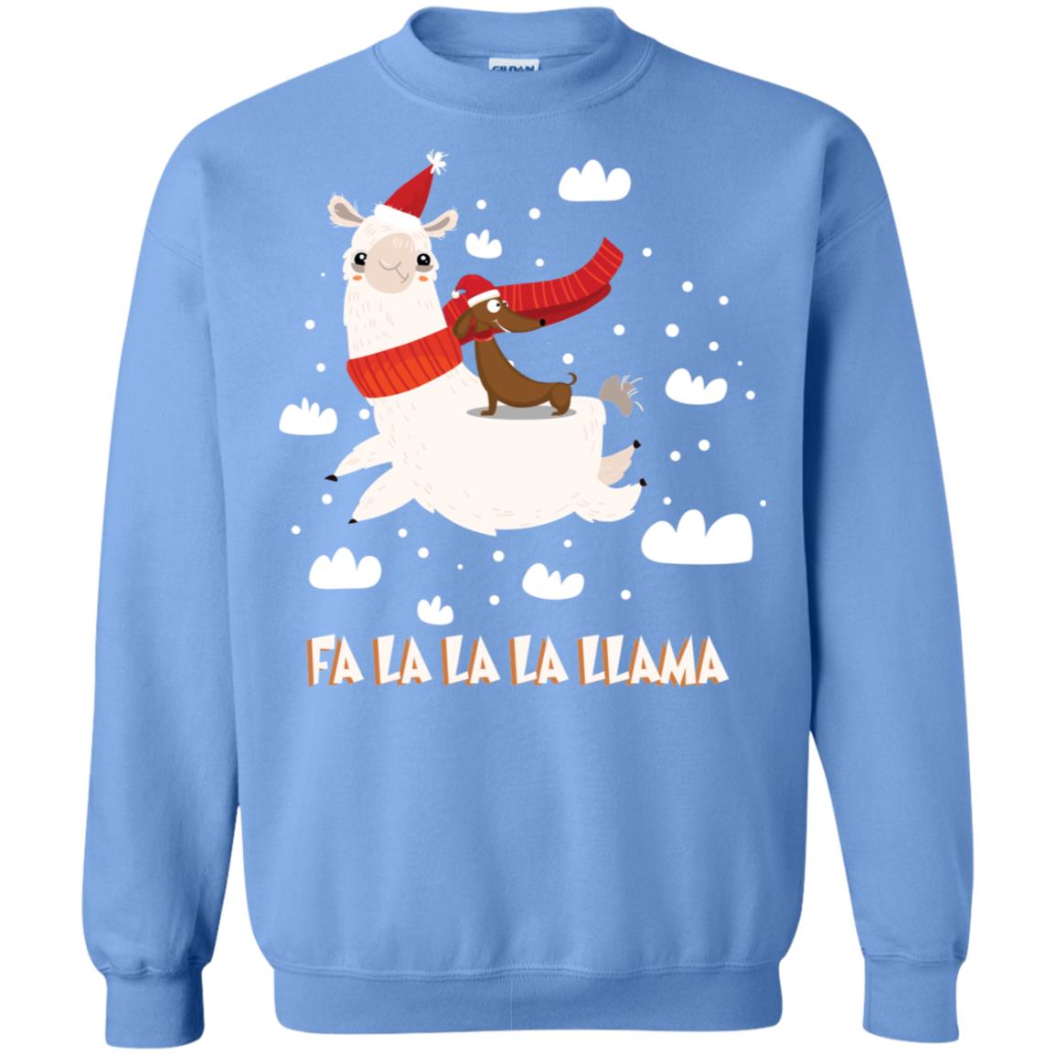 Fa La La La Llama With Dachshund X-mas Gift Shirt Carolina Blue