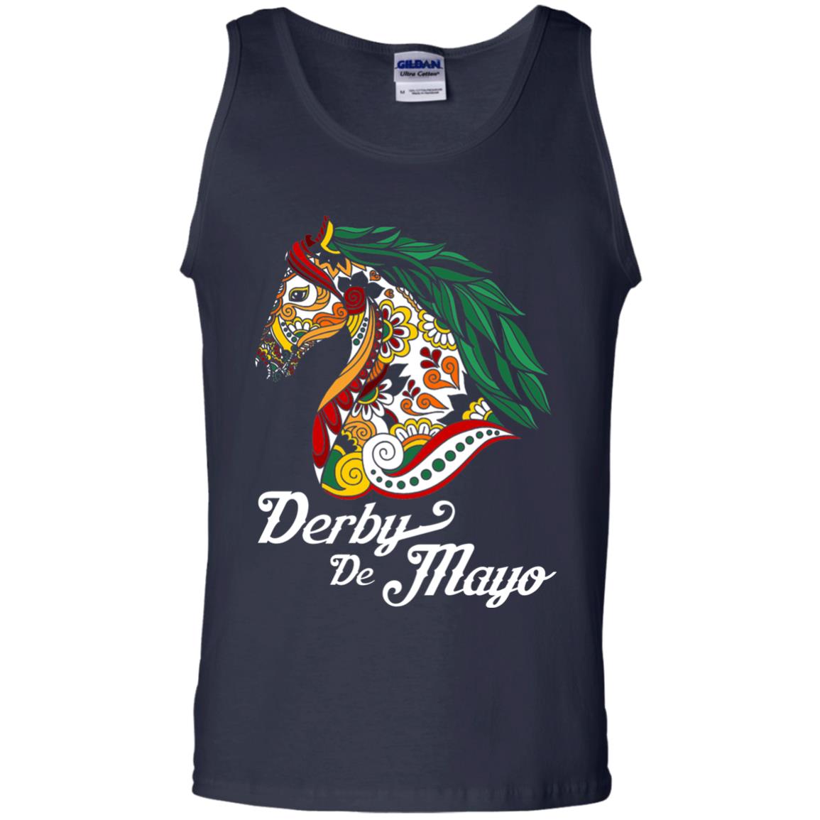 Derby Cinco De Mayo Floral Horse Race T-shirt Navy