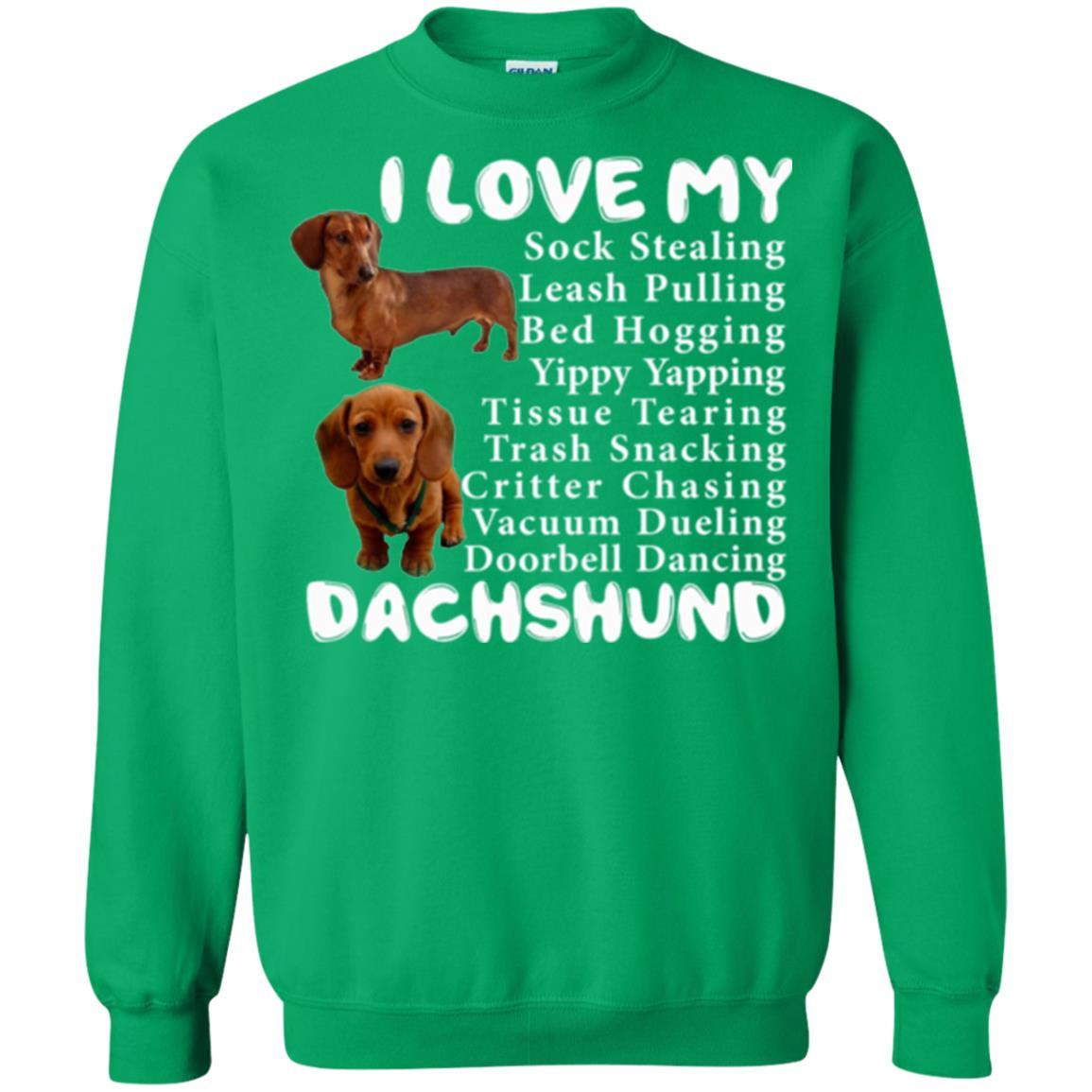 Dachshund T-shirt Sock Stealing Bed Hogging Irish Green