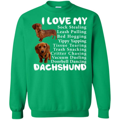 Dachshund T-shirt Sock Stealing Bed Hogging Irish Green