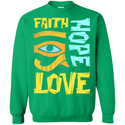 Faith Hope Love Christian T-shirt Irish Green