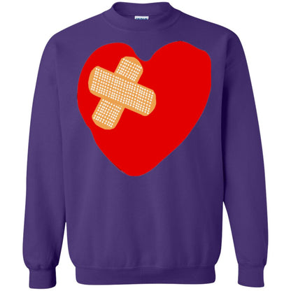 Funny Patched Up Heart Graphic T-shirt Purple