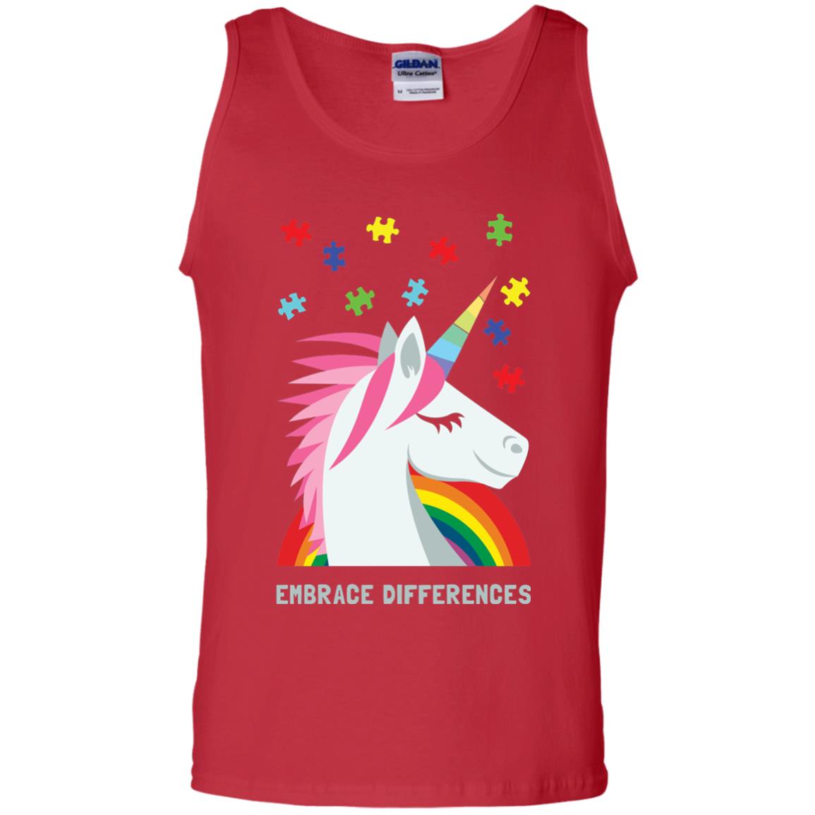 Autism Awareness Shirt Unicorn Puzzle Embrace Differences Red