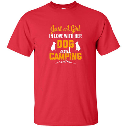 Just A Girl In Love With Her Dog And Camping Dog Lover T-shirt Red