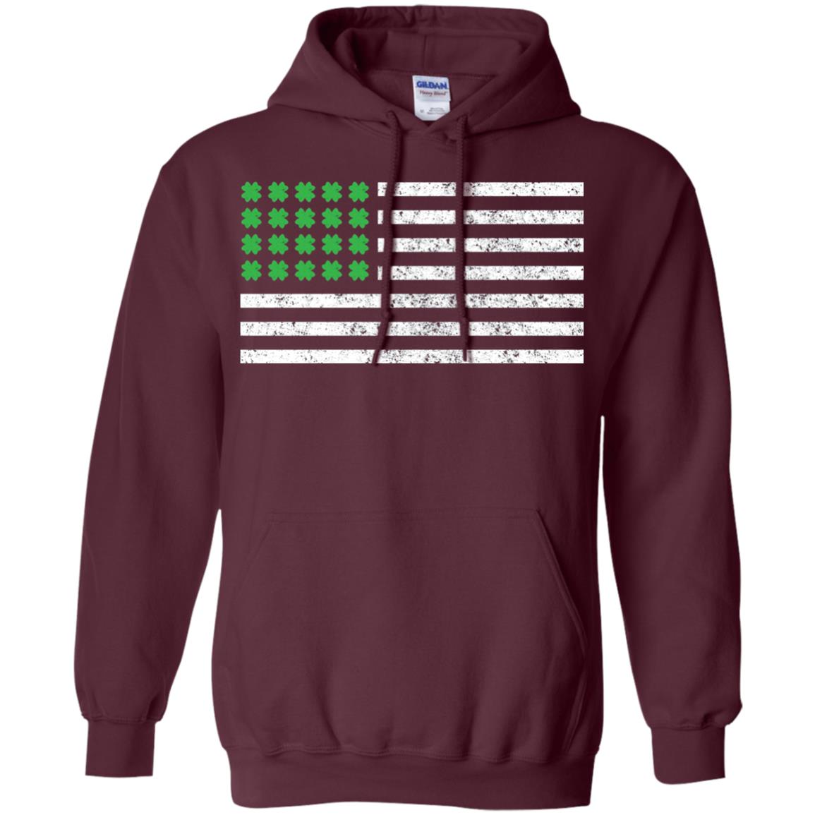 Usa Flag With Irish Shamrock St Patricks Day T-shirt Maroon