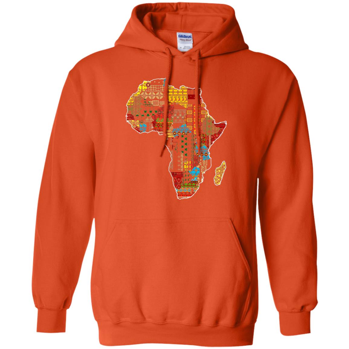 African Pride Traditional Ethnic Pattern Africa Map Shirt Orange