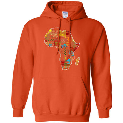 African Pride Traditional Ethnic Pattern Africa Map Shirt Orange