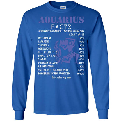 Aquarius Facts 1 Awesome Zodiac Sign Gift Shirt Fo Aquarius Horoscope Royal