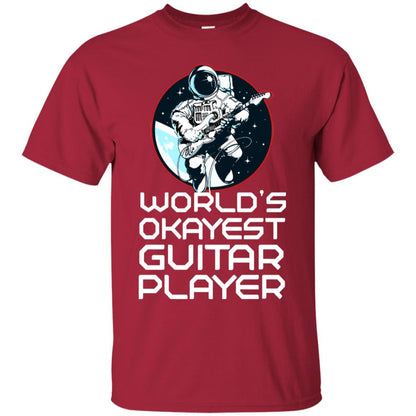 World's Okayest Guitar Player Guitarist Gift Shirt Cardinal