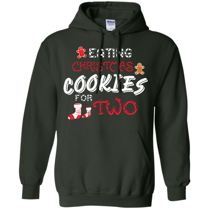 Christmas T-shirt Eating Christmas Cookies For Two Forest Green