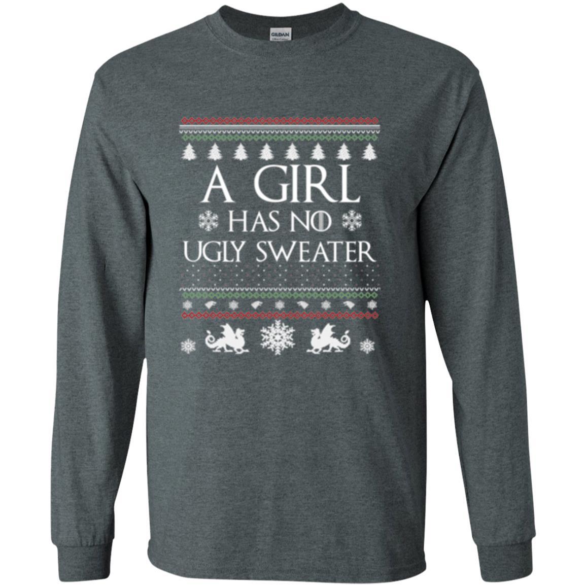 Christmas T-shirt Girl Has No Ugly Sweater Dark Heather