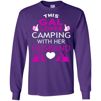 This Gal Loves Camping With Her Husband Wife Shirt Purple
