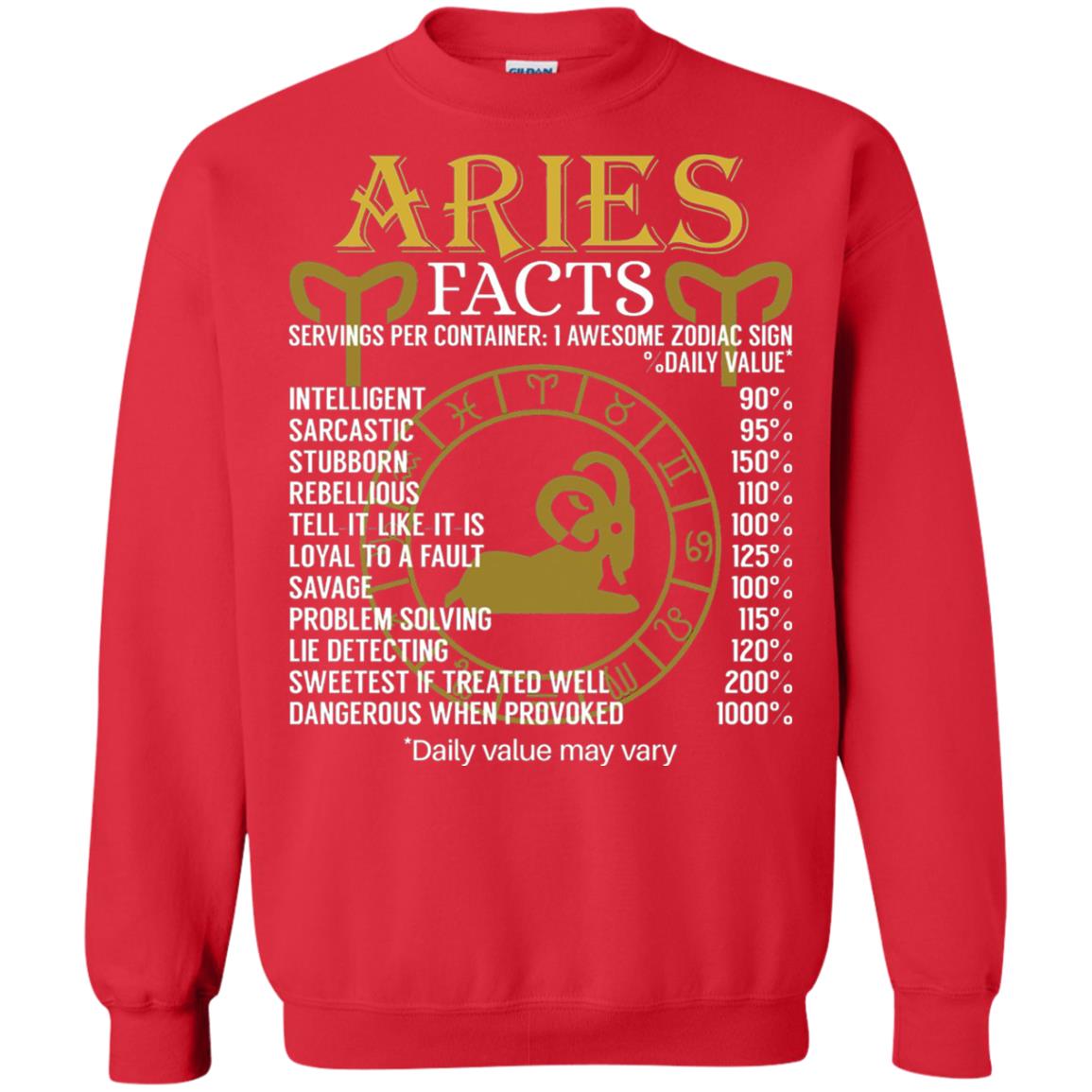 Aries Facts Zodiac Sign T-shirt Red