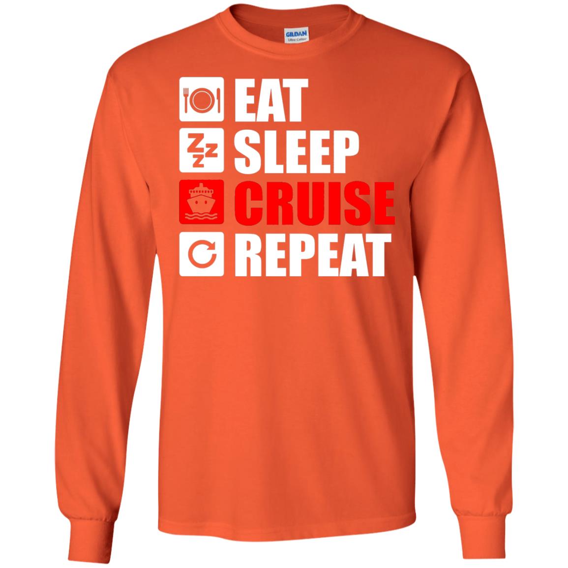 Eat Sleep Cruise Repeat Summer Vacation T-shirt Orange