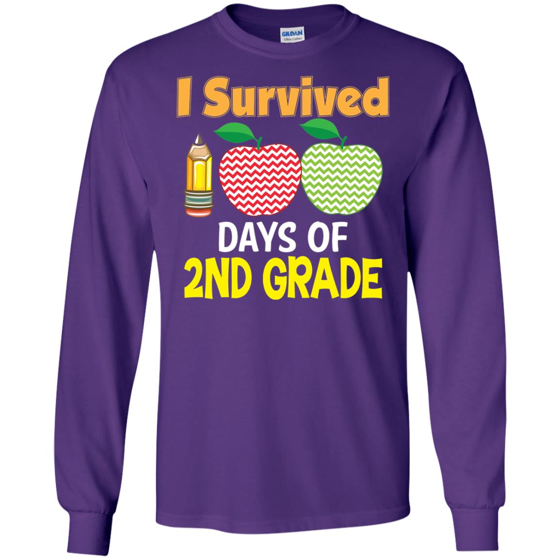 Kindergarten T-shirt I Survived 100 Days Of 2nd Purple