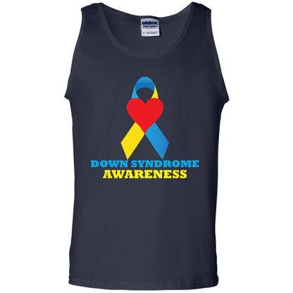 Yellow And Blue Ribbon Down Syndrome Awareness T-shirt Navy