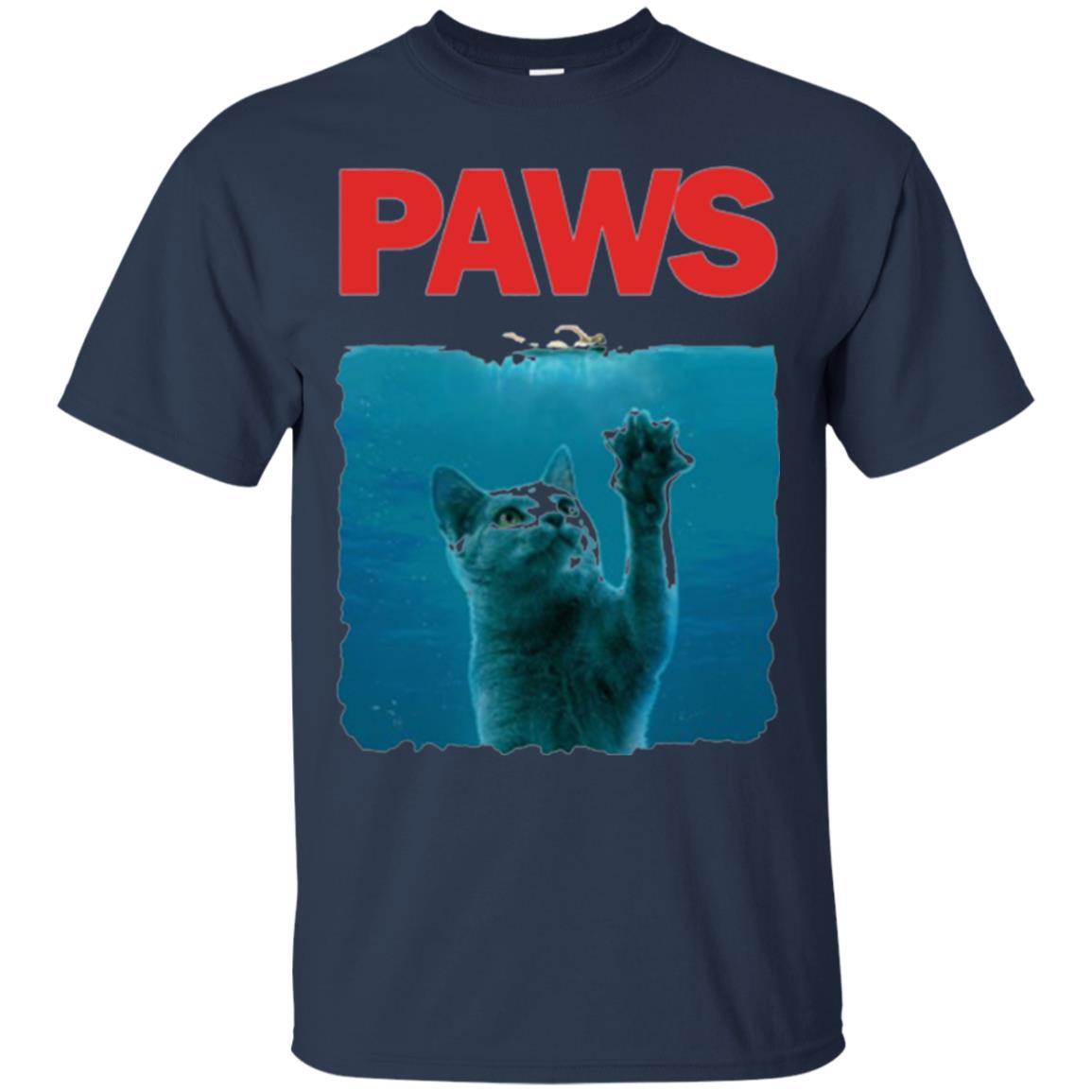 Cat Lover T-shirt Paws Kitten Meow Parody Navy