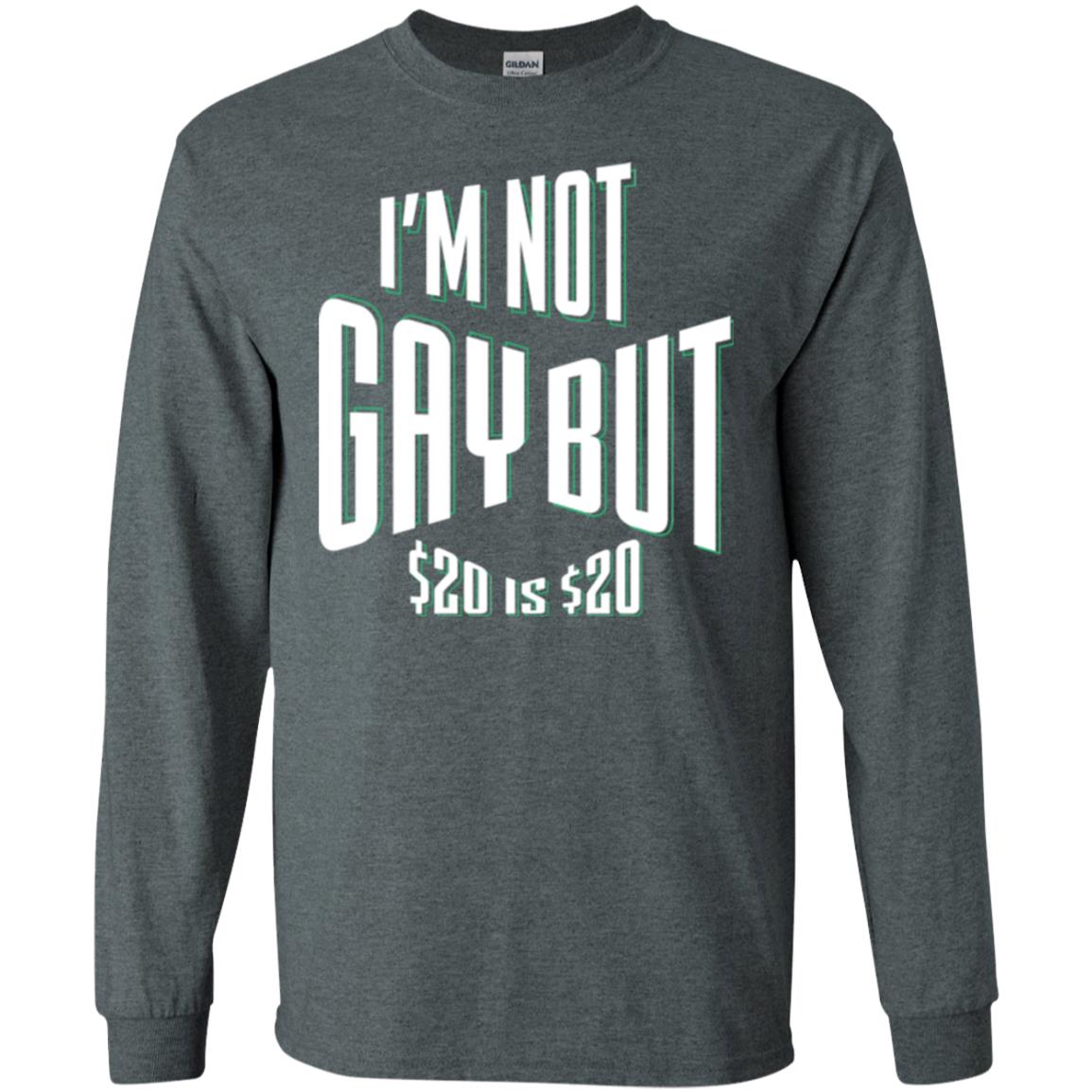 Funny Bi-curious Bachelor Humor Party T-shirt I'm Not Gay But $20 Is $20 Dark Heather