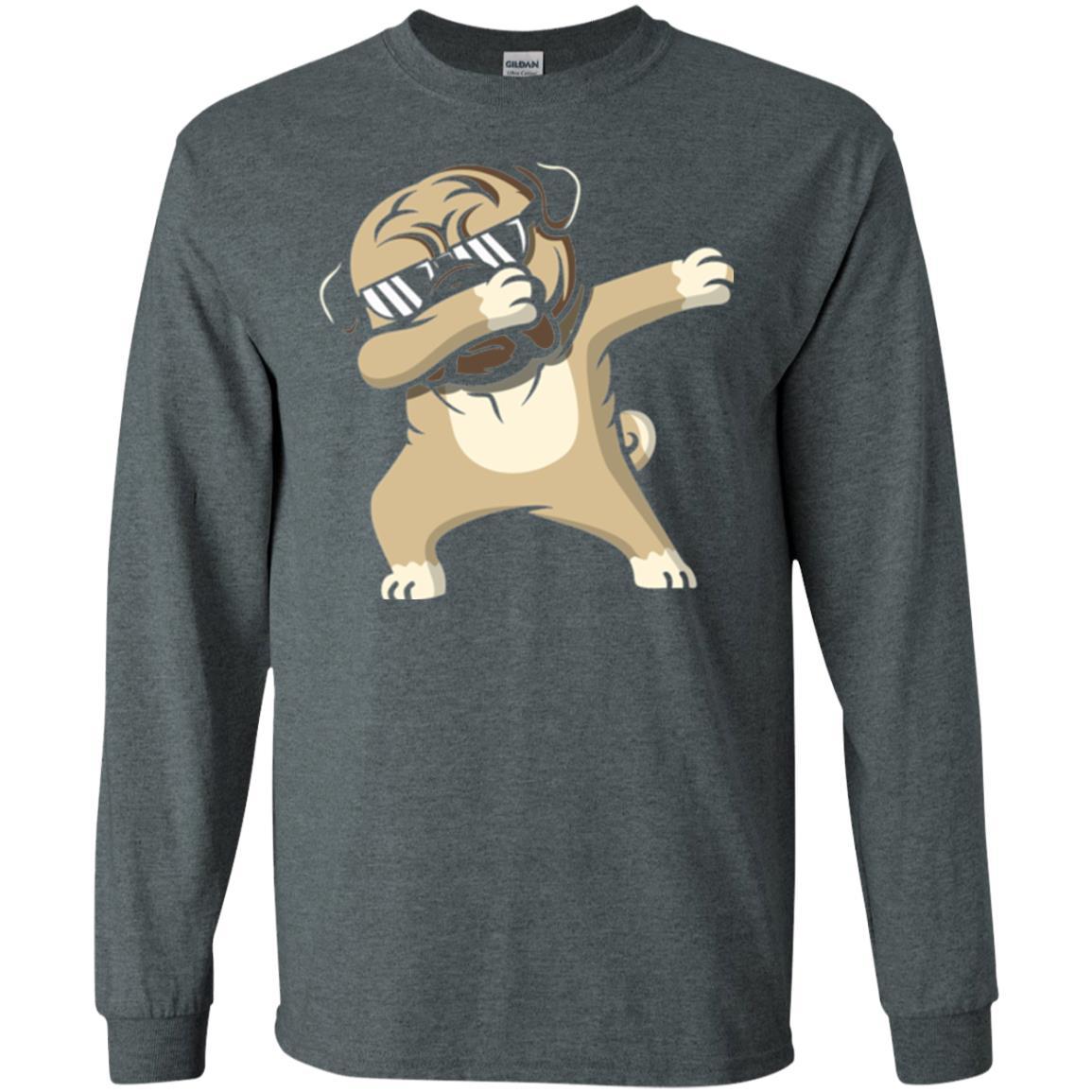 Dog Lover T-shirt Dabbing Pug T-shirt Dark Heather