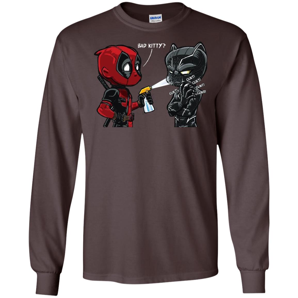 Deadpool Black Panther Bad Kitty Film Lover T-shirt Dark Chocolate