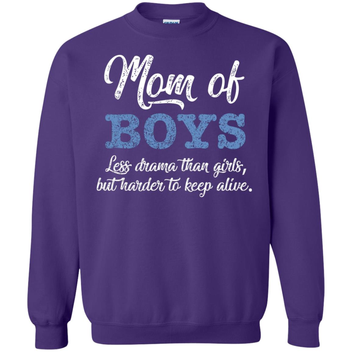 Mom Of Boys Less Drama Than Girls But Harder To Keep Alive Shirt Purple