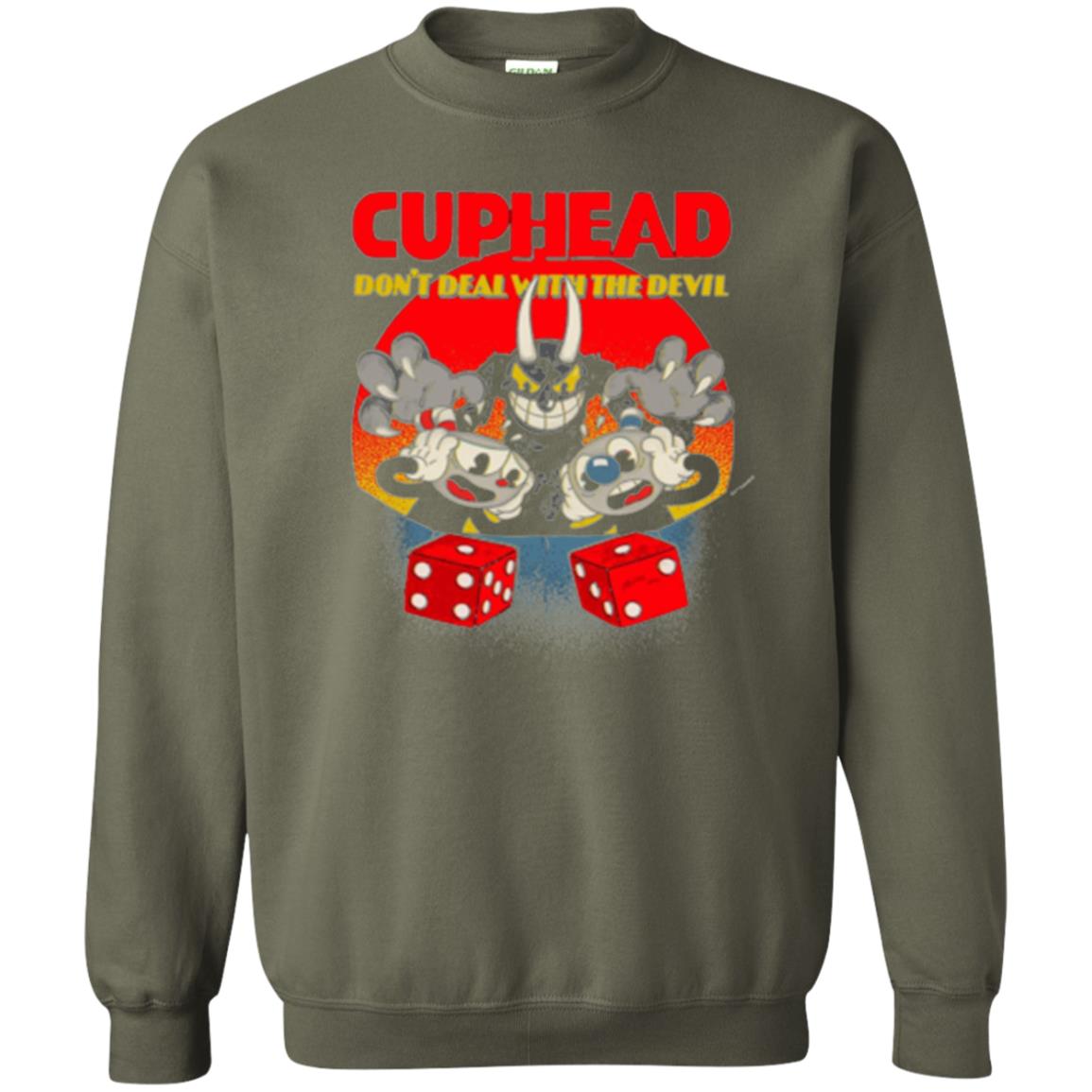 Gamer T-shirt Cuphead Don_t Deal With The Devil Military Green