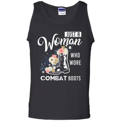 Just A Woman Who More Combat Boots Female Veteran T-shirt Black
