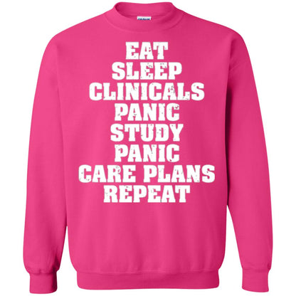 Funny Nursing Student T-shirt Eat Sleep Clinicals Panic Heliconia