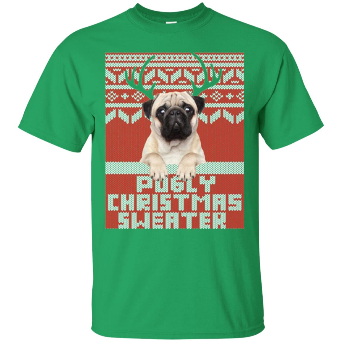 Dog Lovers T-shirt Pugly Christmas Sweater Irish Green