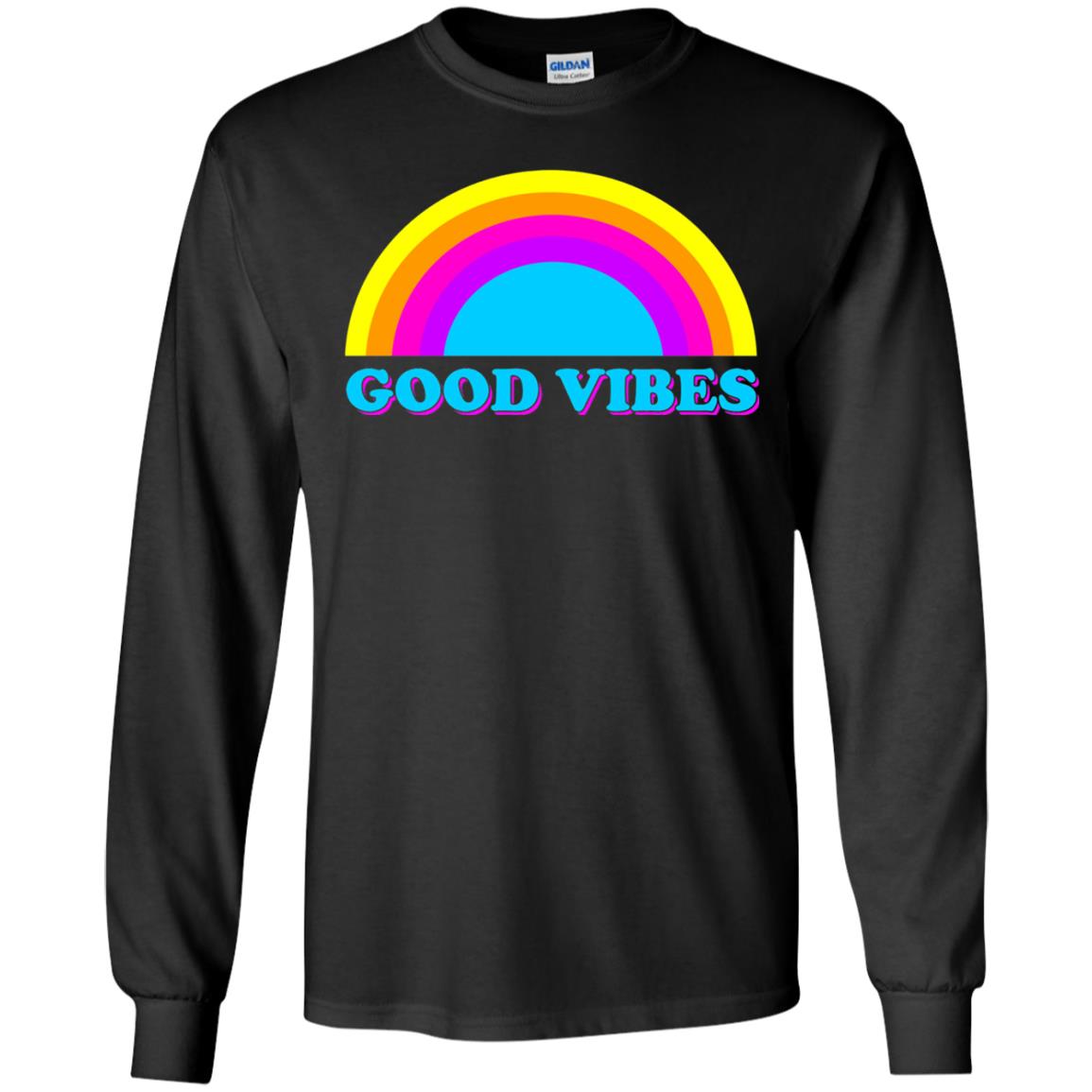 Rainbow Groovy Good Vibes T-shirt Black